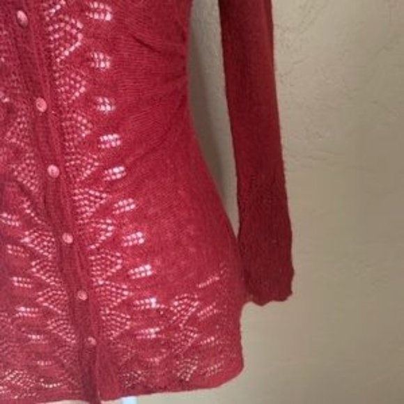 Rosie Neira Ruched Pointelle Cardigan/sweater sz S - Picture 5 of 10